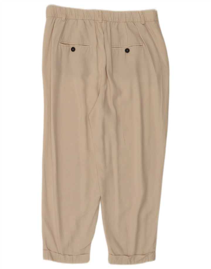 ZARA Damen Capri-Hose mit Pegged, mittelgroß, W28, L22, beige, Lyocell