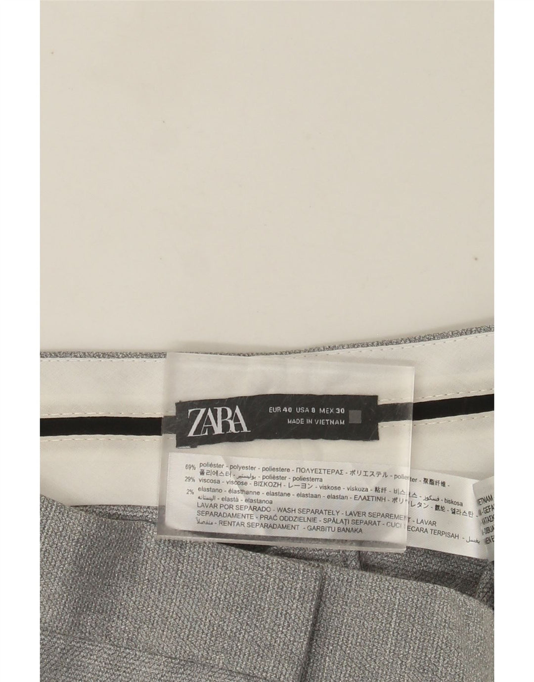 ZARA Damen gerade Anzughose EU 40 Mittel W30 L26 Grau Polyester