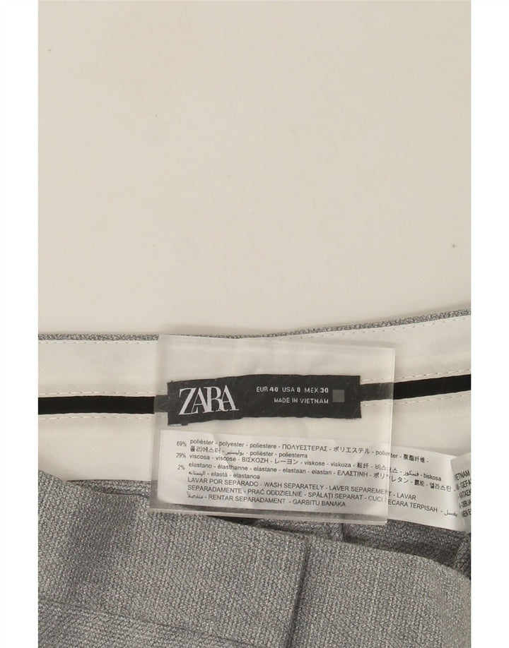 ZARA Damen gerade Anzughose EU 40 Mittel W30 L26 Grau Polyester