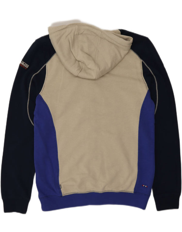 Napapijri Herren Geographic Zip Hoodie Pullover Mittelblau Farbblock