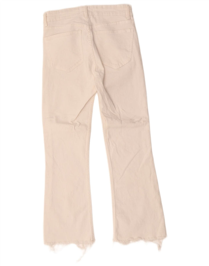 Zara Damen Bootcut Jeans EU 38 Small W28 L25 Weiße Baumwolle