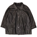 Vintage Damen 5 Knopf Leder Blazer Jacke IT 52 2XL Schwarz