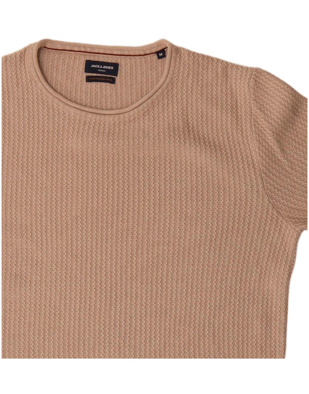 Jack & Jones Herren-Pullover mit Rundhalsausschnitt, mittelbeige Baumwolle