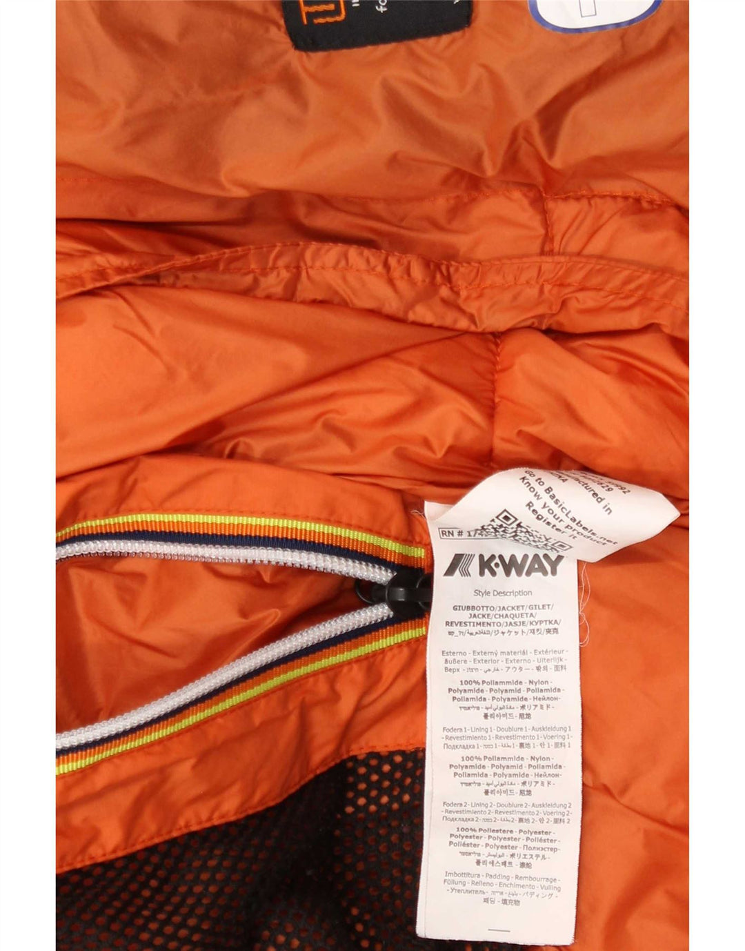 K-Way Wattierte Jacke mit Kapuze für Jungen, 13–14 Jahre, orangefarbenes Polyester
