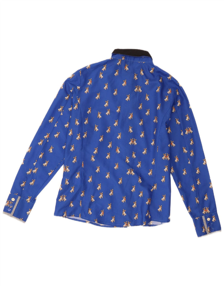 Ted Baker Damen-Hemd, Größe 2, klein, blau, Polyester mit Tiermuster