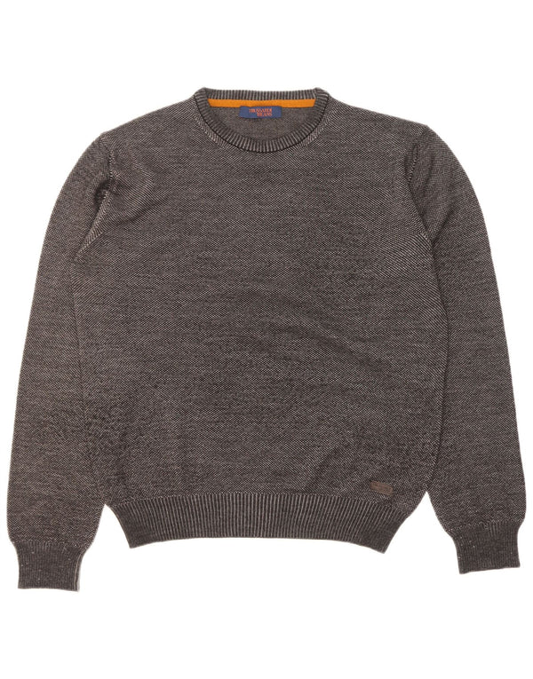 Trussardi Jeans Herren-Pullover mit Rundhalsausschnitt, XL, graue Schurwolle