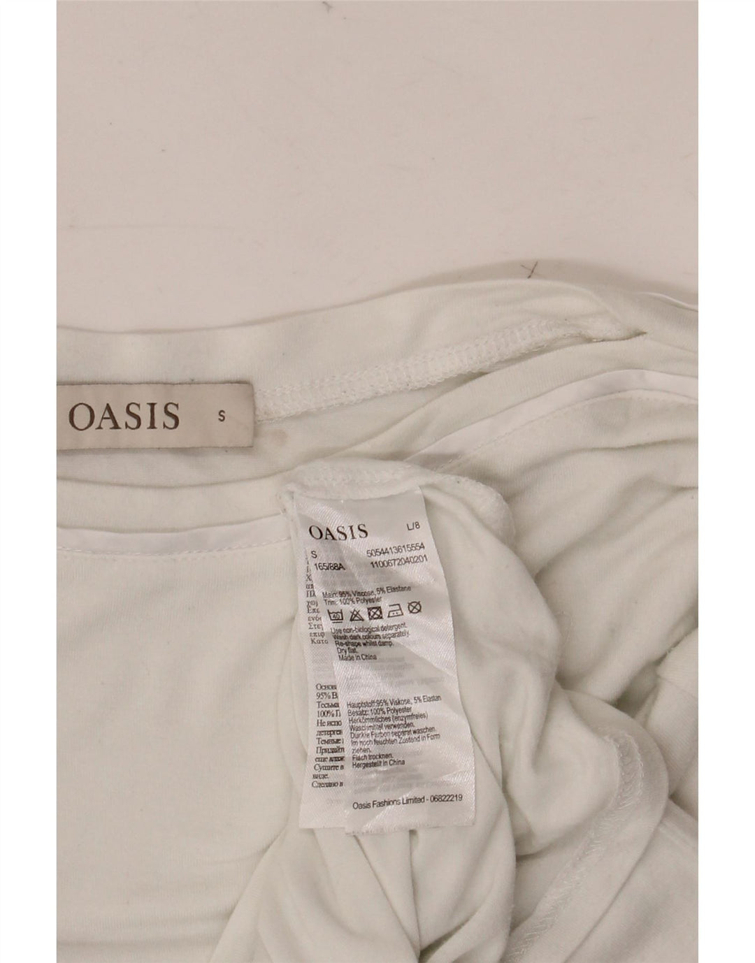 OASIS Damen Top Langarm UK 10 Small Weiße Viskose
