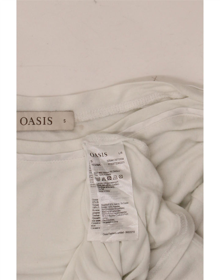OASIS Damen Top Langarm UK 10 Small Weiße Viskose