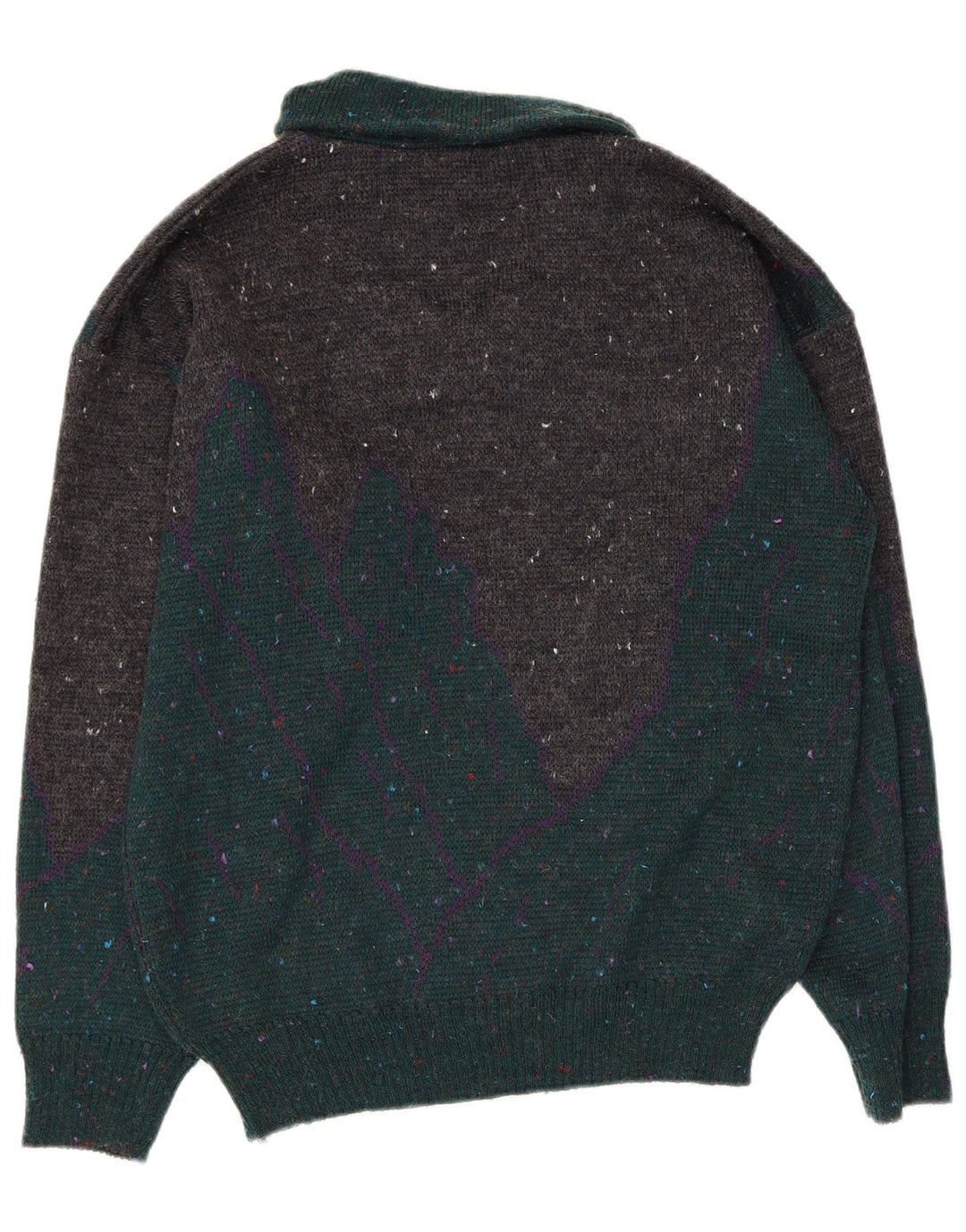 Vintage Herren-Pullover mit grafischem Schalkragen, mittelgroß, mehrfarbig gefleckt