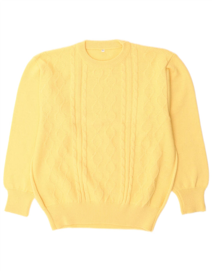 Vintage Herren Pullover mit Rundhalsausschnitt IT 50 Mittelgelbe Wolle
