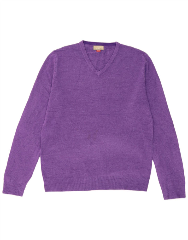John Lewis Herren-Pullover mit V-Ausschnitt, mittelviolettes Acryl