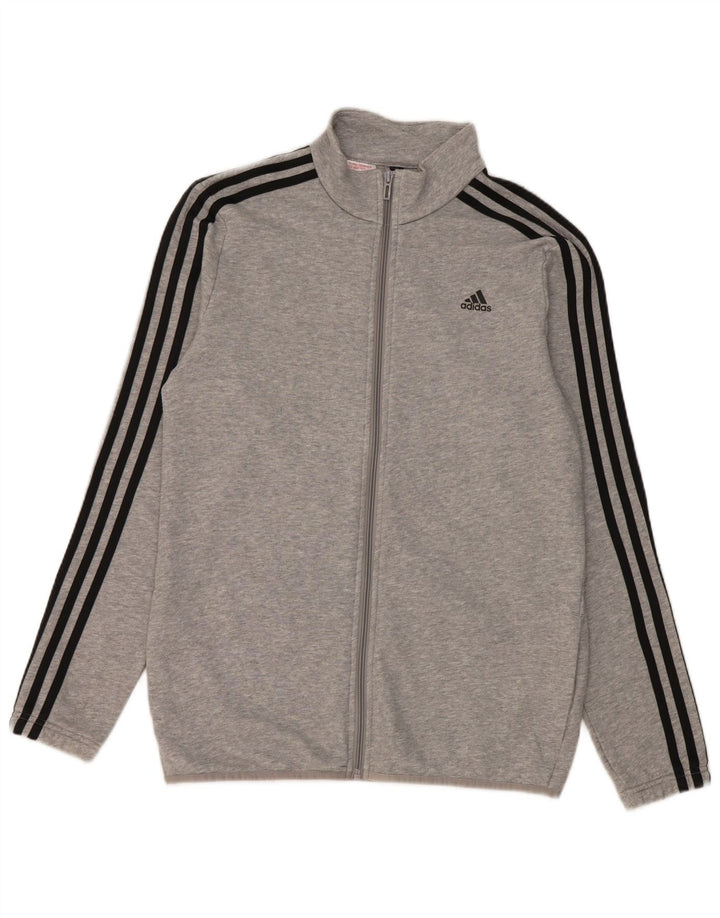 Adidas Jungen-Trainingsanzug-Top-Jacke, 15–16 Jahre, graue Baumwolle