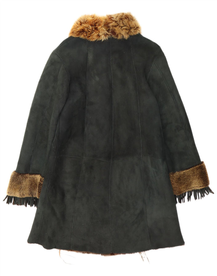 Vintage Damen Lammfellmantel UK 12 Mittelgrün