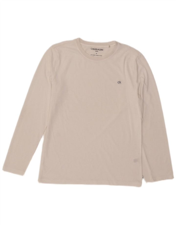 Calvin Klein Herren-Top, langärmelig, mittelweiß, Polyester