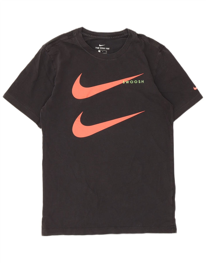 Nike Herren-T-Shirt mit Swoosh-Grafik, Größe S, Schwarz, Baumwolle