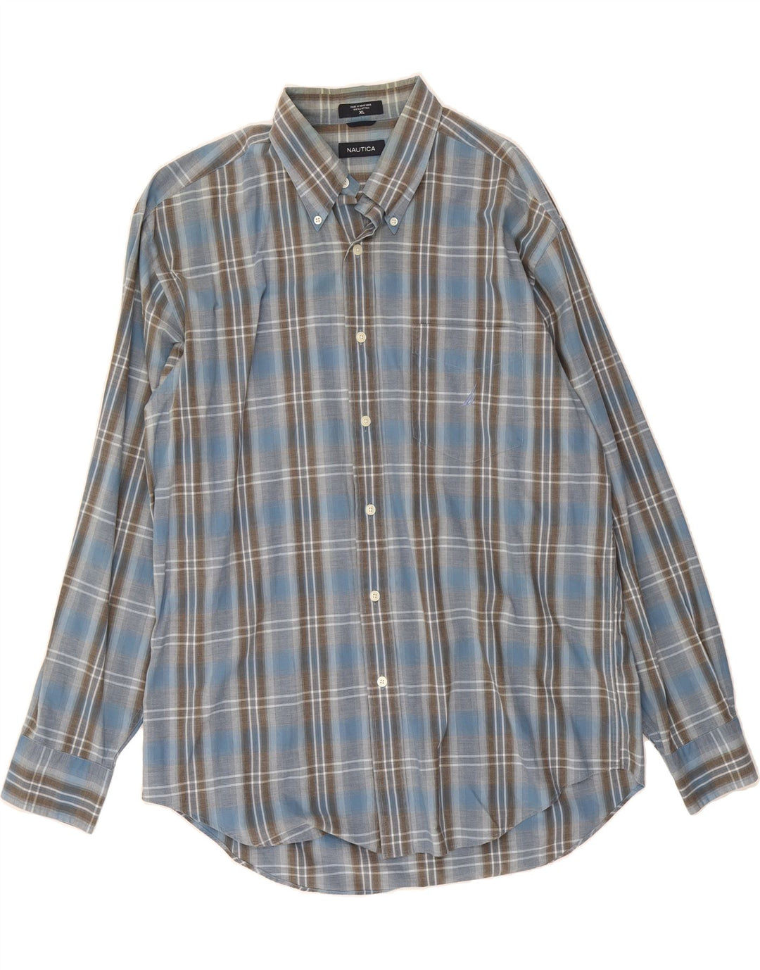 NAUTICA Mens Shirt XL Blue Check Cotton Vintage Nautica and Second-Hand Nautica from Messina Hembry 