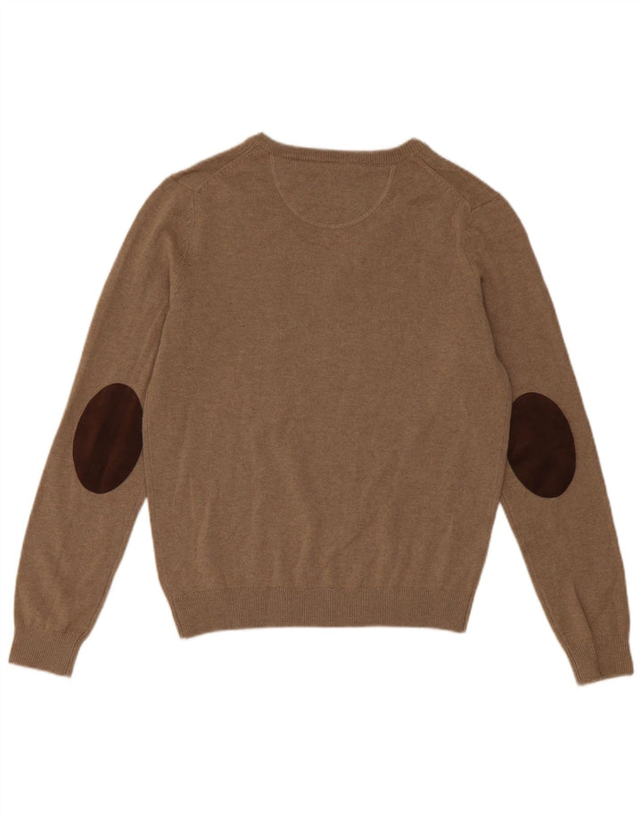 Boggi Herren-Pullover mit V-Ausschnitt, kleine beige Wolle