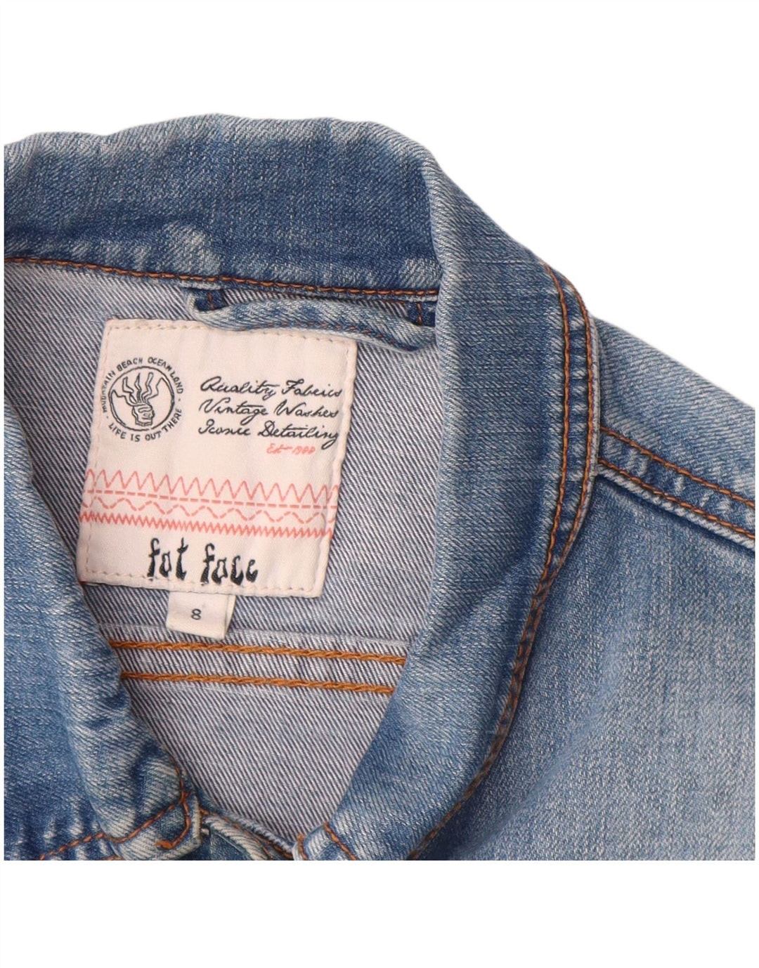 FAT FACE Damen Jeansjacke UK 8 Small Blaue Baumwolle