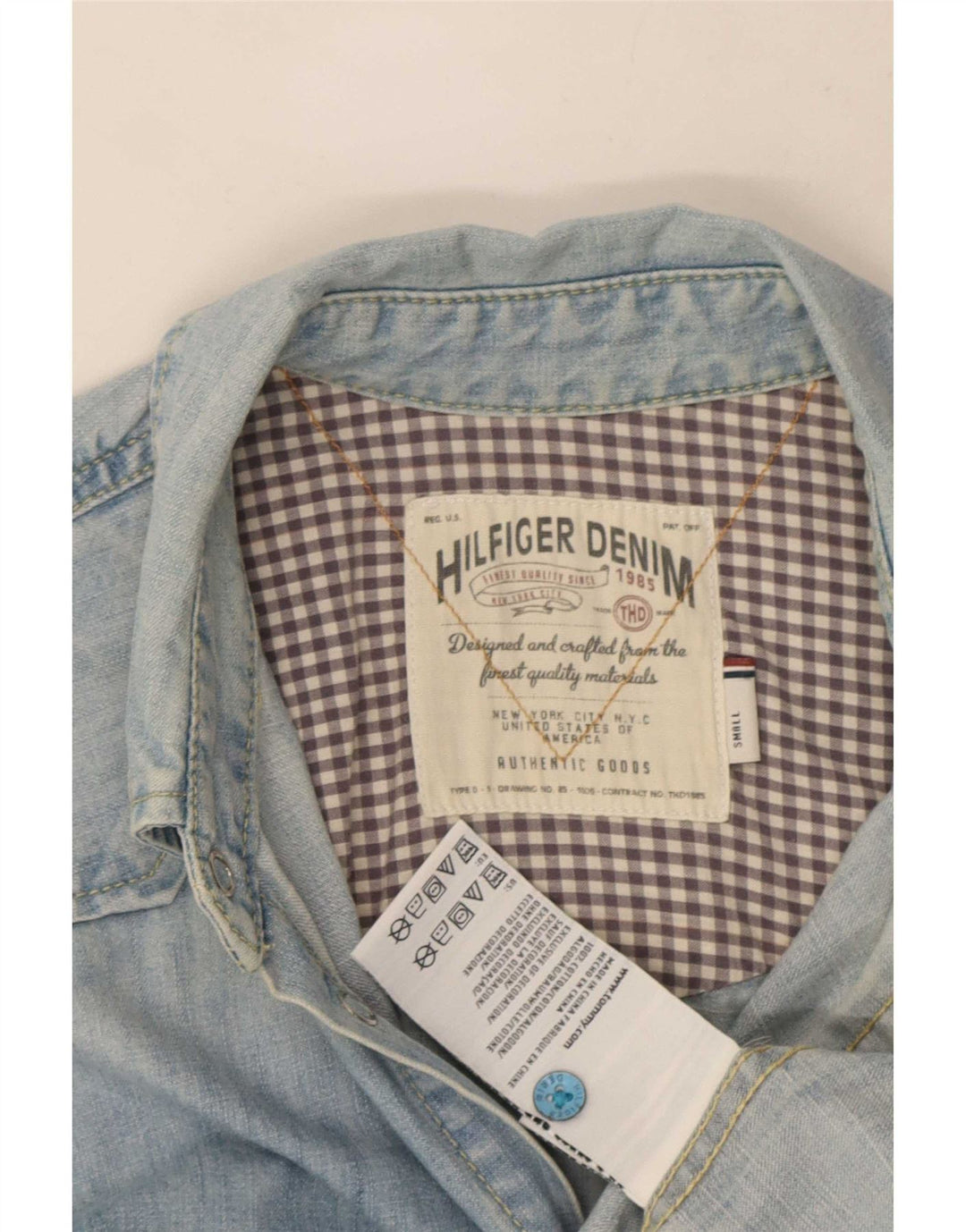 Tommy Hilfiger Herren-Jeanshemd, klein, blaue Baumwolle