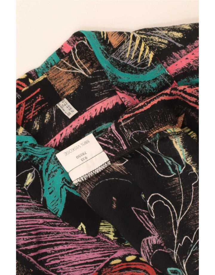Vintage Damen Hemdbluse UK 14 Große bunte Patchwork-Viskose