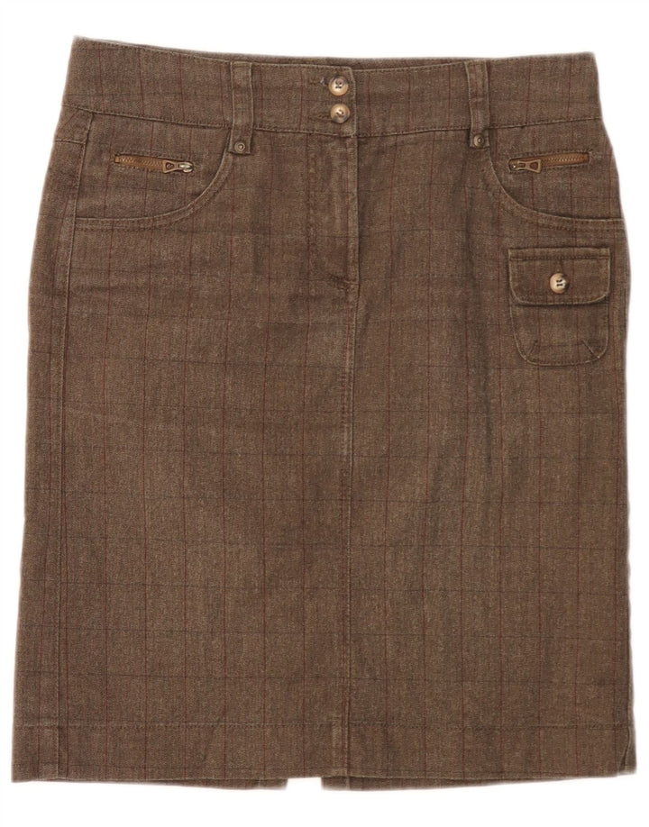 Marlboro Classics Damen Cargorock EU 42 Large W32 Braunes Fischgrätenmuster