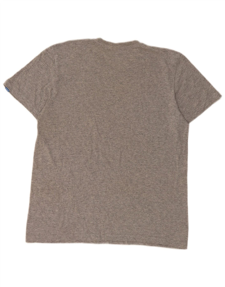 Adidas Herren Grafik-T-Shirt-Oberteil aus mittelgrau gefleckter Baumwolle