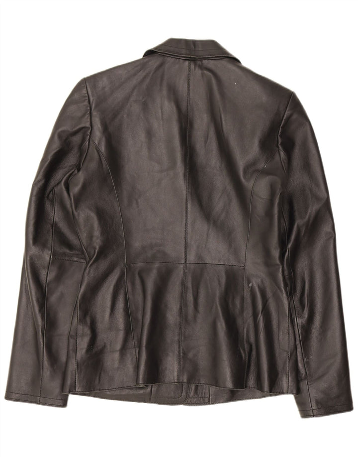 Cofi Damen 2-Knopf-Lederblazerjacke UK 12 Mittelschwarz
