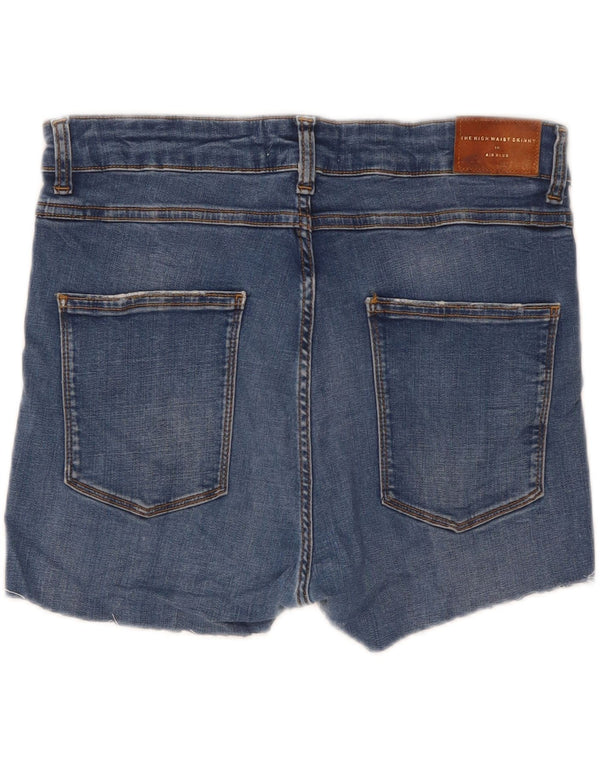 Zara Damen High Waist Skinny Denim Shorts EU 44 XL W34 Blau