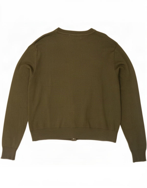 Marks & Spencer Damen Crop Cardigan Pullover UK 12 Medium Khaki Viskose