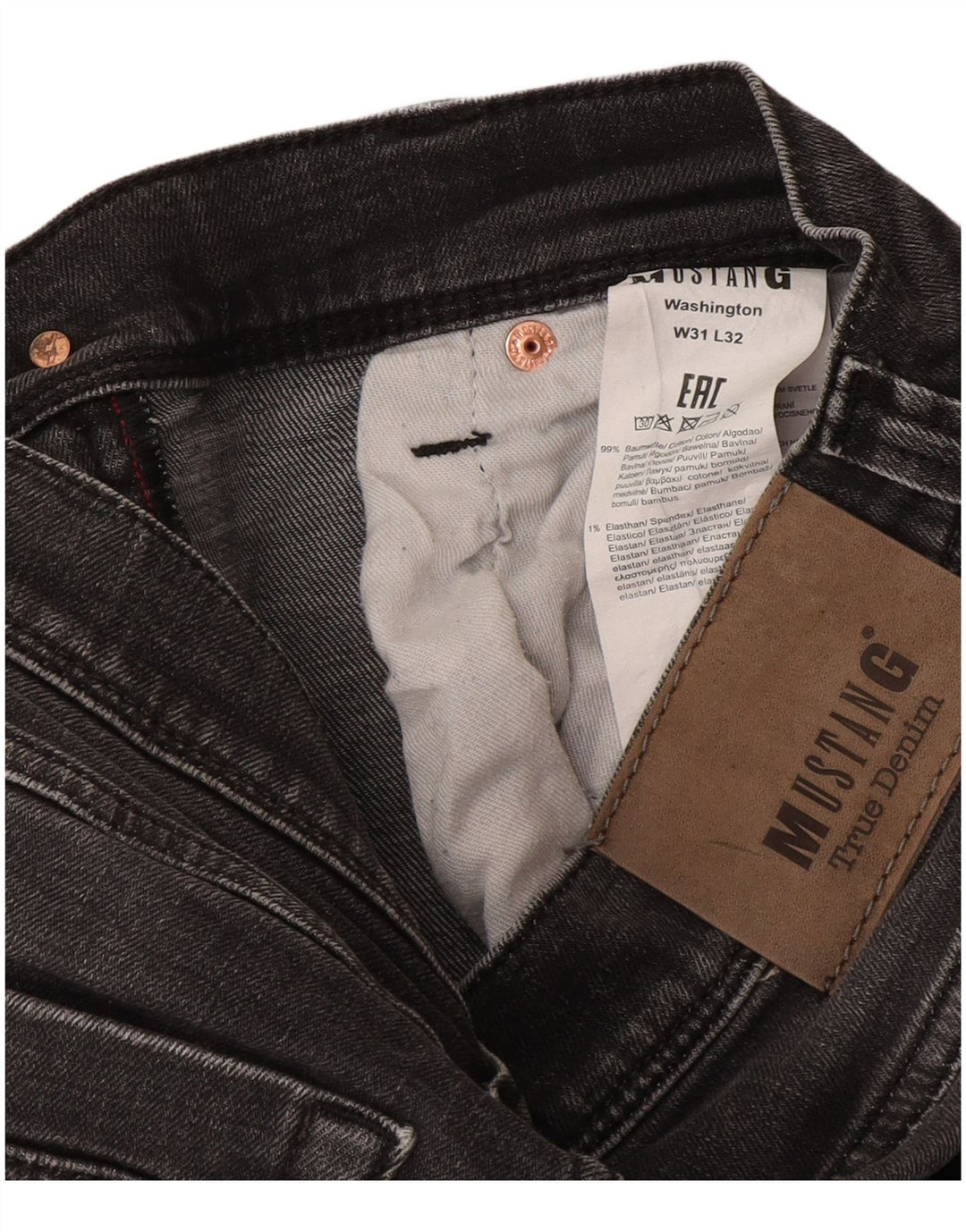 Mustang Herren Washington Straight Jeans W31 L32 Graue Baumwolle