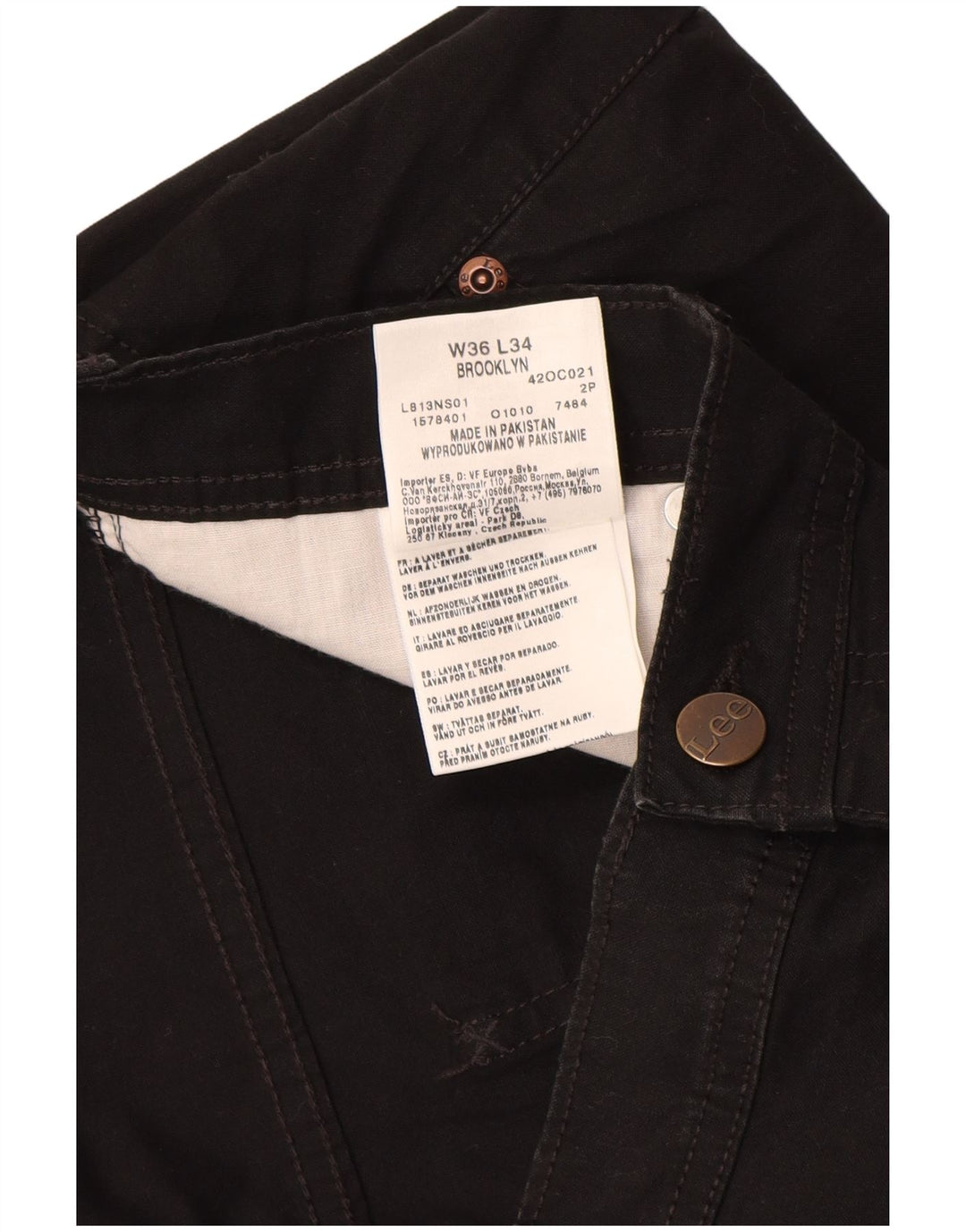 LEE Herren Brooklyn Straight Freizeithose W36 L34 Schwarze Baumwolle