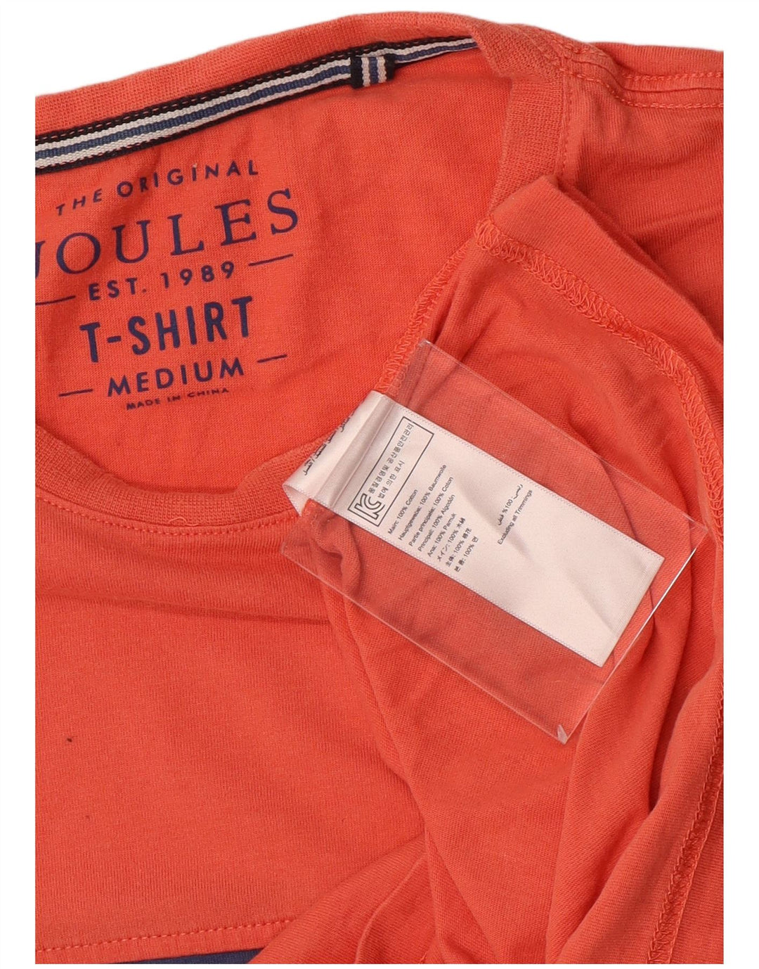 Joules Herren-T-Shirt-Oberteil aus mittelorangefarbener Colourblock-Baumwolle