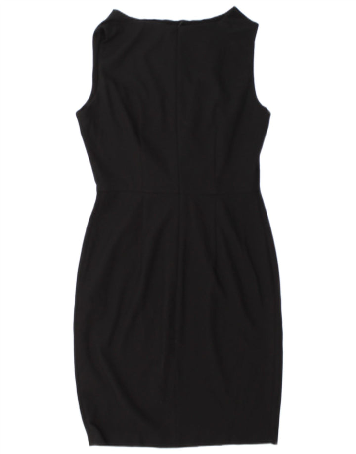 Zara Damen Ärmelloses Etuikleid UK 14 Medium Schwarz Polyester