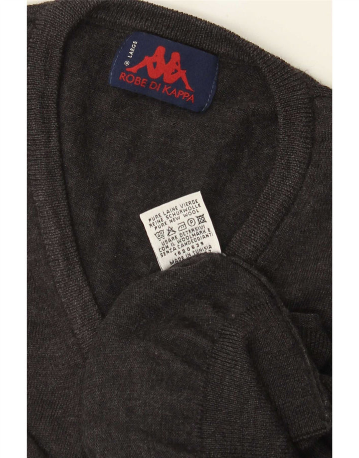 Kappa Herren-Pullover mit V-Ausschnitt, große graue Wolle