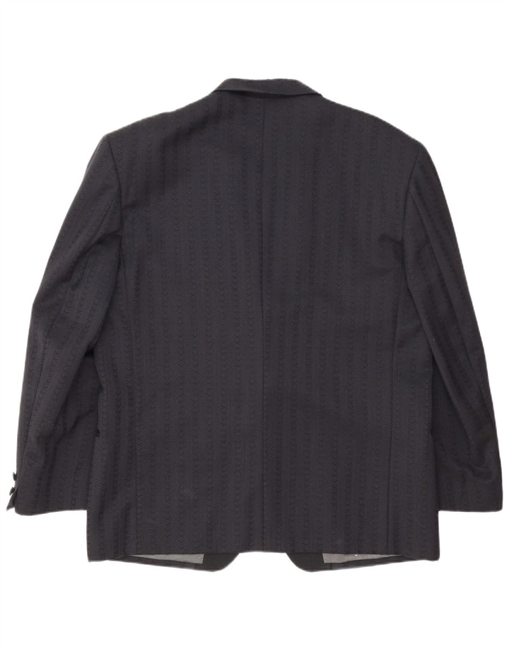Vintage Herren 1 Knopf Blazer Jacke IT 54 2XL Marineblau gestreifte Schurwolle