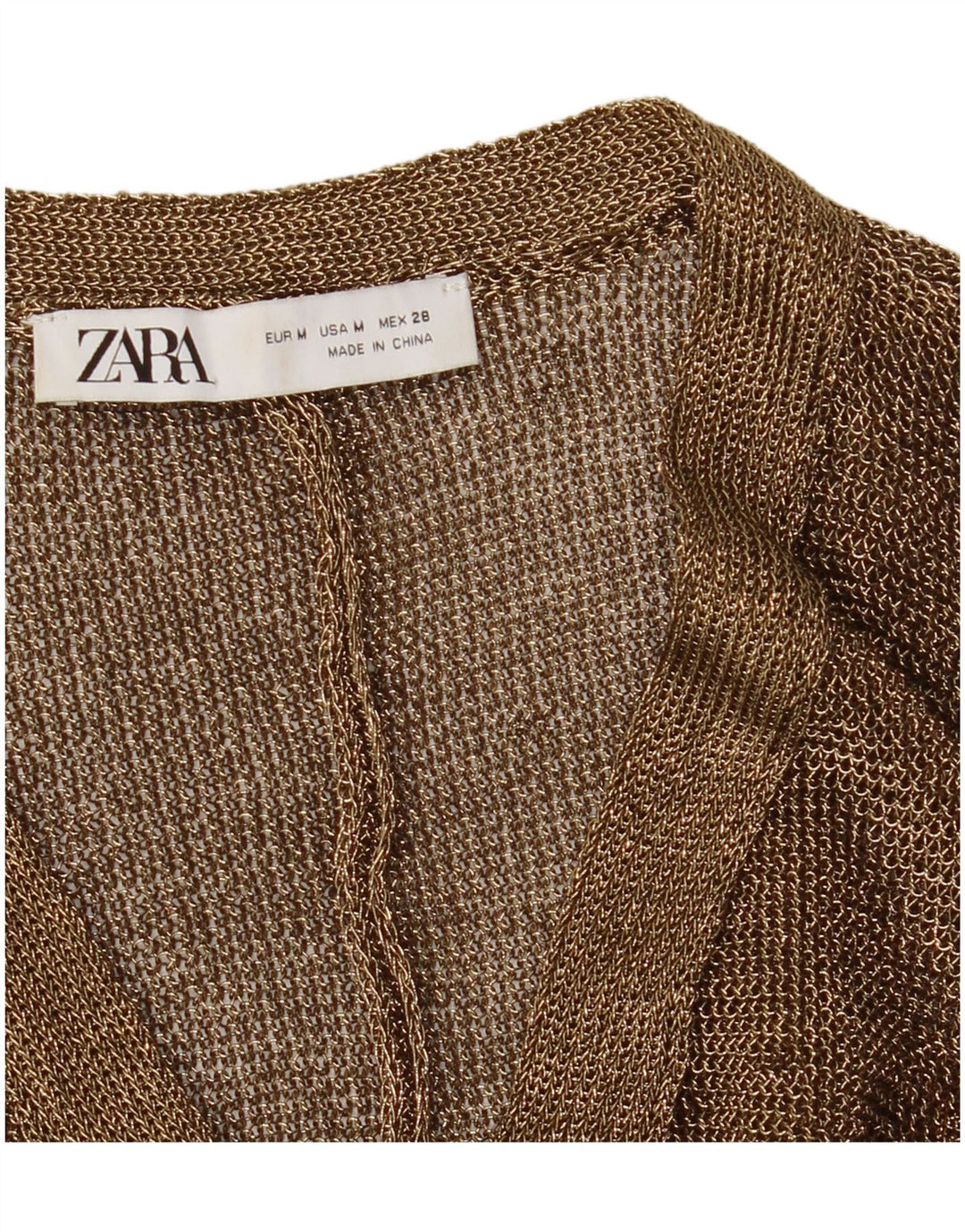 Durchsichtiger Damen-Cardigan von Zara, Gr. 14, Mittelgold meliert