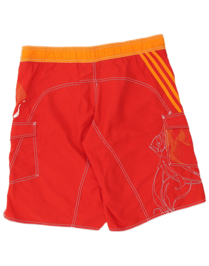 Adidas Herren-Badeshorts mit Grafik, Mittelrotes Farbblock-Polyester
