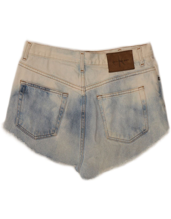 CALVIN KLEIN Damen Jeansshorts US 10 Large W32 Blue Tie Dye Cotton