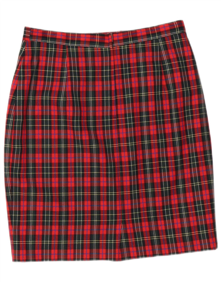 Vintage Damen Bleistiftrock IT 44 Medium W28 Rot karierte Schurwolle