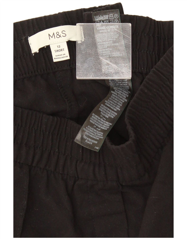 Marks & Spencer Damen Hose mit weitem Bein UK 12 Medium W30 L28 Schwarz