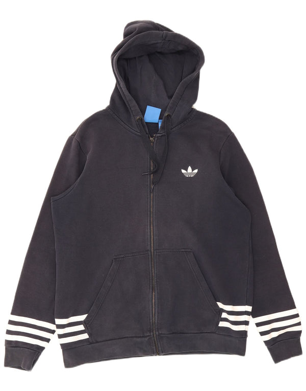 Adidas Herren Kapuzenpullover mit grafischem Reißverschluss, groß, marineblau, Baumwolle