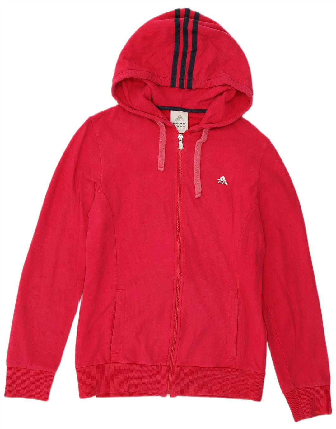 Adidas Damen Zip Hoodie Pullover UK 14 Mittelrosa Baumwolle