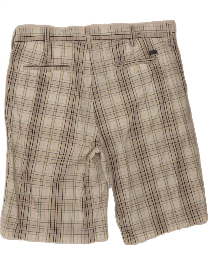 IZOD Mens Chino Shorts W34 Large White Check Cotton Vintage Izod and Second-Hand Izod from Messina Hembry 