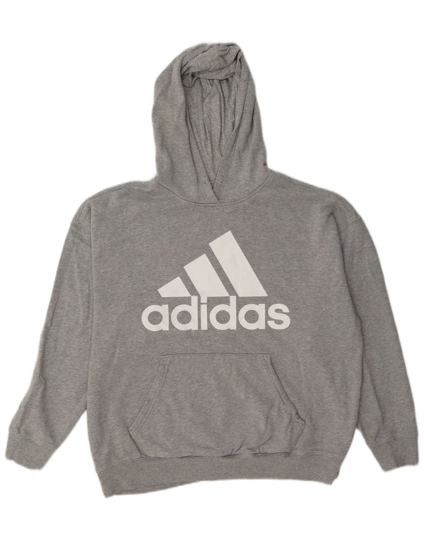 Adidas Womens Graphic Oversized Hoodie Pullover UK 12/14 Mittelgrau gefleckt
