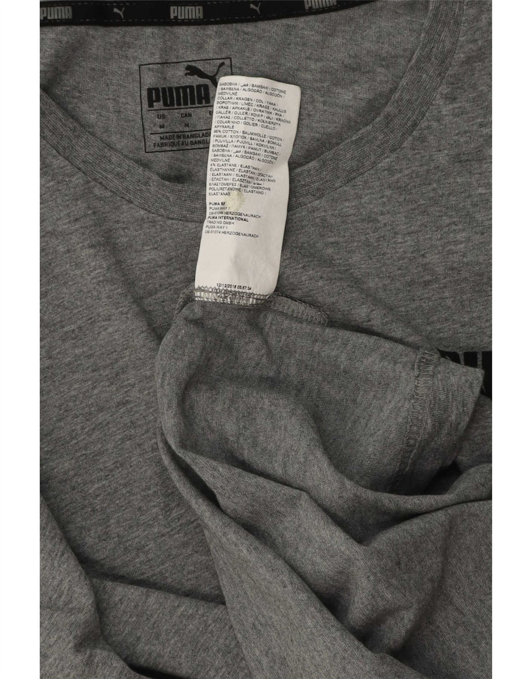 Puma Herren T-Shirt Top mittelgraue Baumwolle