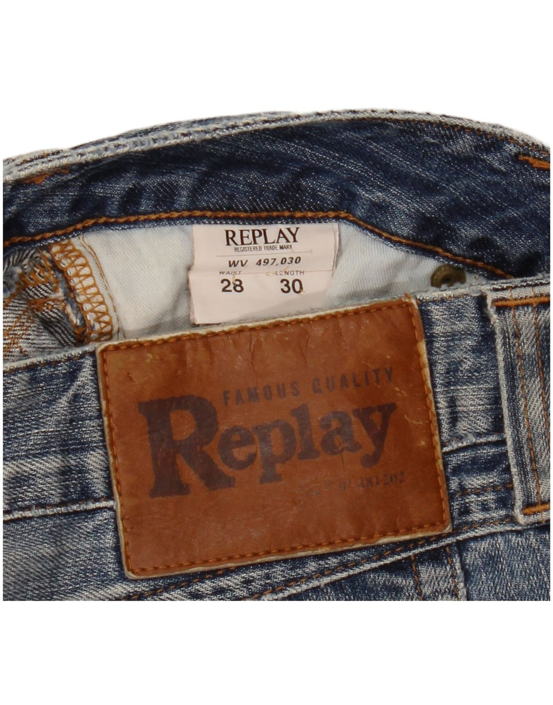 Replay Damen Straight Jeans W28 L30 Blaue Baumwolle
