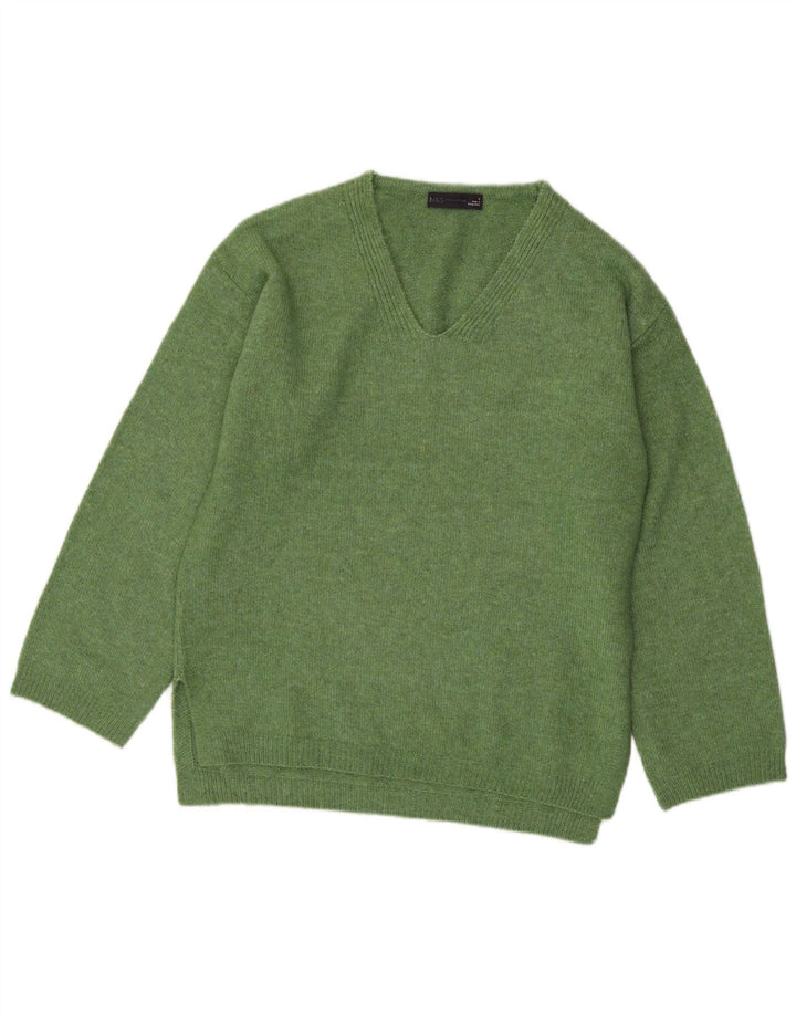 Marks & Spencer Damen-Pullover, übergroß, V-Ausschnitt, Gr. 10, Größe S, Grün