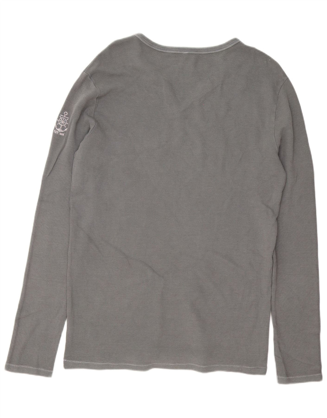 Benetton Herren-Oberteil, langärmelig, groß, aus grauer Baumwolle