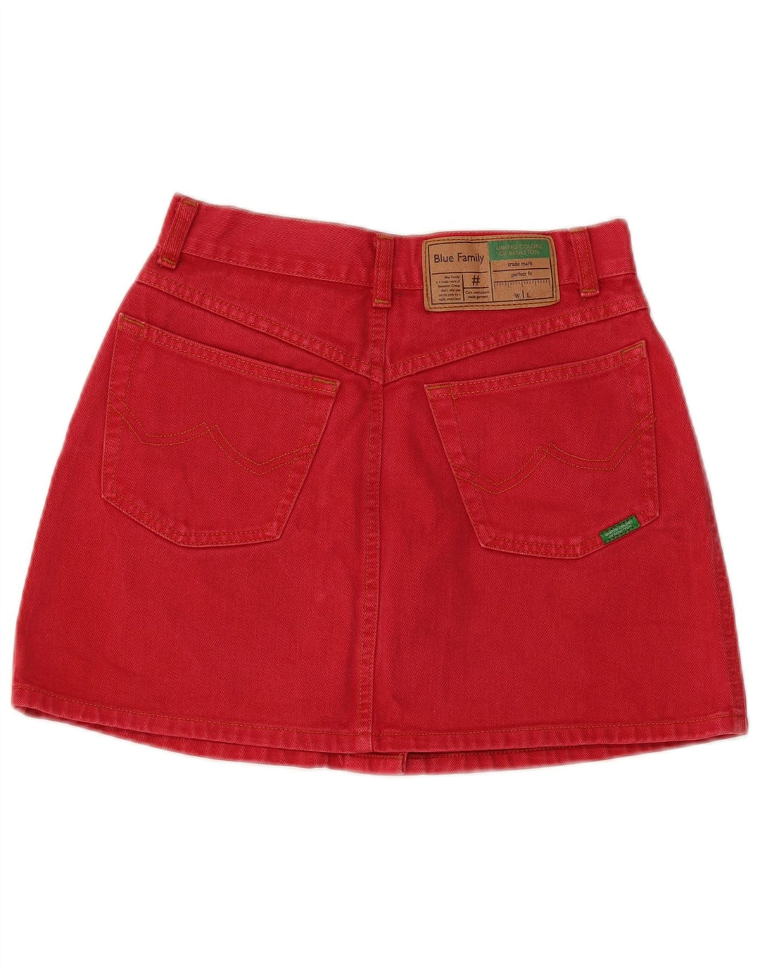 Benetton Damen Mini-Jeansrock IT 44 Medium W26 Rote Baumwolle
