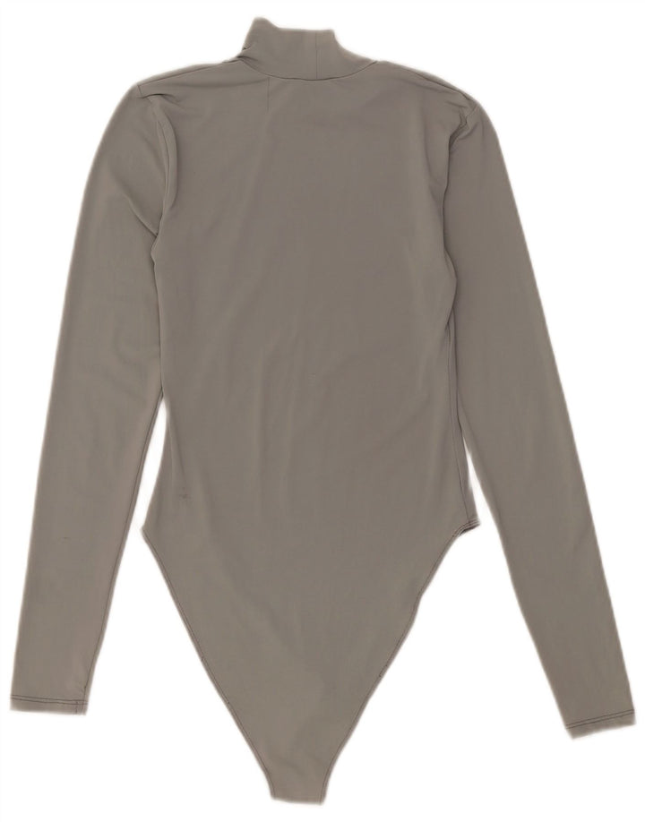 Zara Damen Langarm-Body UK 12 Mittelgraues Nylon